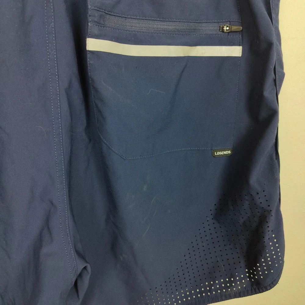 Legends Luka Shorts Mens XL Athletic Navy Blue Zipper‎ Pocket Laser Cut Vents